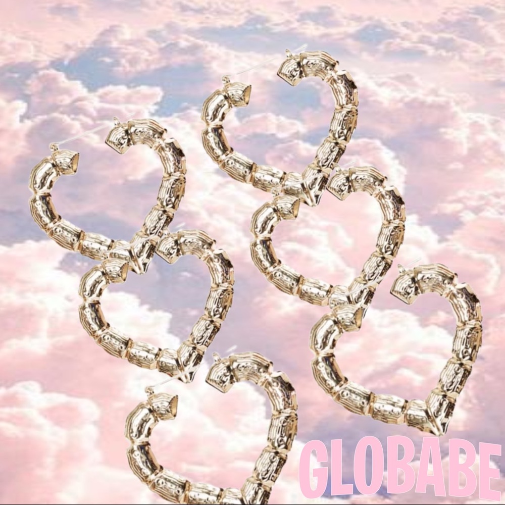 BAMBOO HEART EARRINGS 14K GOLD PLATED